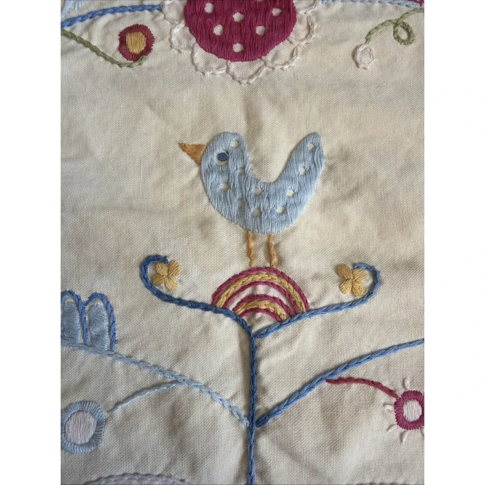 IKEA Alfhild Fagel Throw Pillow 18.5x21.25 Folk Art Embroidered Bohemian Floral